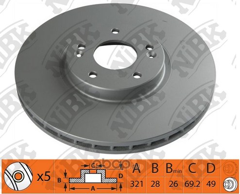Диск тормозной передний HYUNDAI SANTA FE/IX55 / KIA SORENTO NIBK RN1349