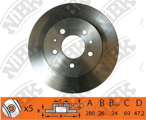 Диск тормозной передний NIBK RN1412