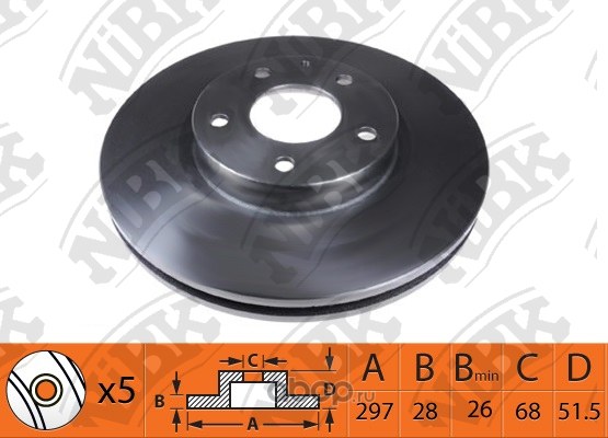 Диск тормозной передний MAZDA 6 2012->/CX-5 2011-> /VENT NIBK RN1516