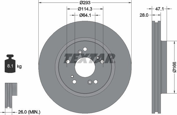 Диск тормозной передний с покрытием PRO HONDA CR-V III/IV 06-> / CROSSTOUR 09-> TEXTAR 92184803