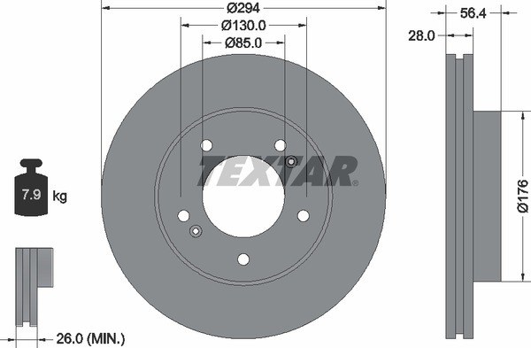 Диск тормозной передний с покрытием PRO DAEWOO/SSANGYONG TEXTAR 92203203