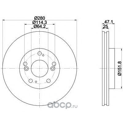 Диск тормозной передний с покрытием PRO HONDA TEXTAR 92146603
