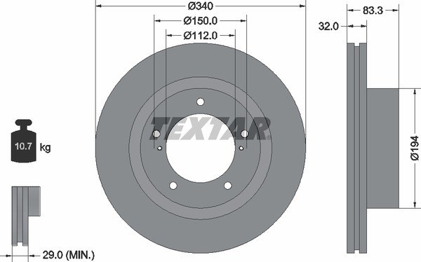 Диск тормозной передний с покрытием PRO LEXUS/TOYOTA TEXTAR 92204603
