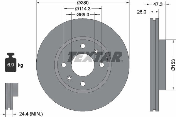 Диск тормозной передний стандартный HYUNDAI/KIA TEXTAR 92136600