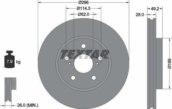 Диск тормозной передний стандартный LEXUS/TOYOTA/TOYOTA (GAC) TEXTAR 92135800