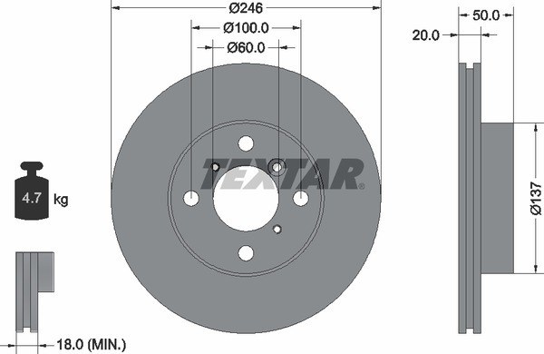 Диск тормозной передний стандартный SUZUKI TEXTAR 92104500