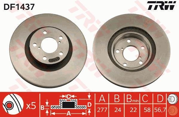 Диск тормозной передний SUBARU TRW DF1437