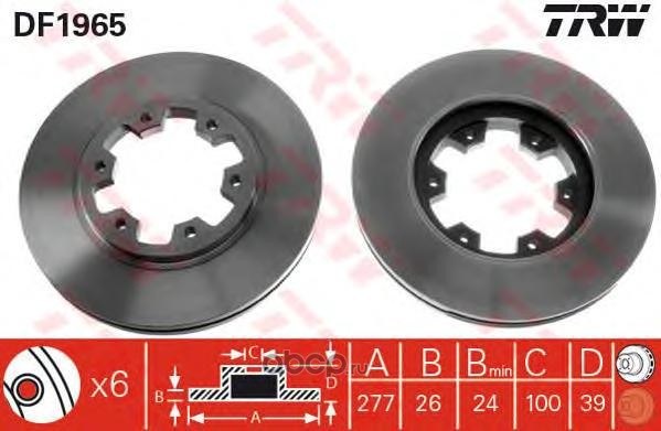 Диск тормозной передний NISSAN Terrano I/II/FORD Maverick all 94-02 TRW DF1965