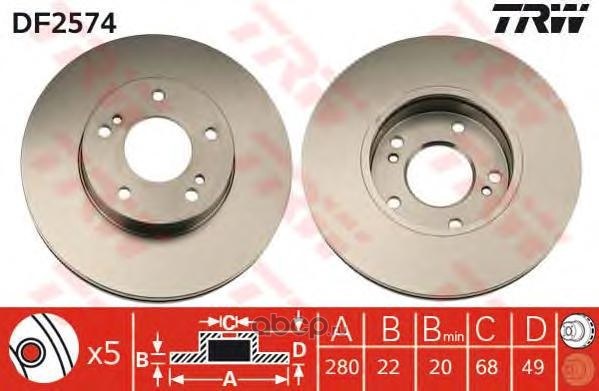 Диск тормозной передний NISSAN MAXIMA TRW DF2574