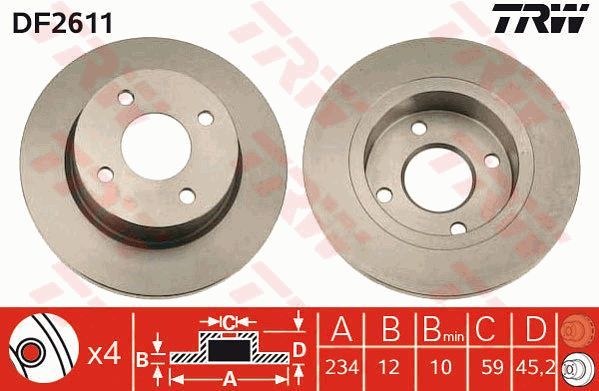 Диск тормозной передний NISSAN MICRA TRW DF2611