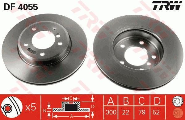 Диск тормозной передний BMW E46 /VENT.D=300MM TRW DF4055