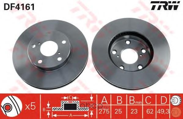 Диск тормозной передний TOYOTA RAV 4 II 00-05 TRW DF4161