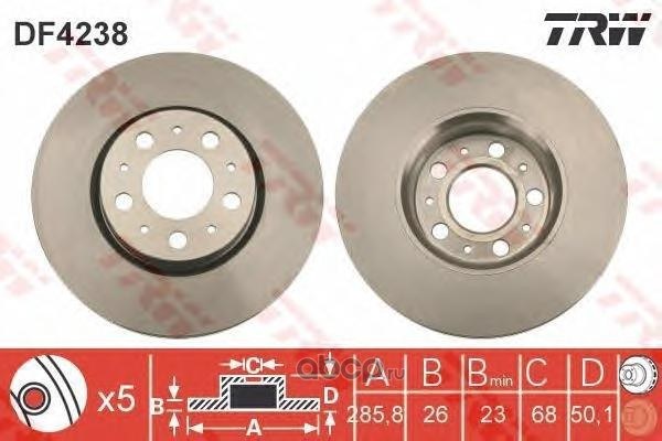 Диск тормозной передний VOLVO S60 TRW DF4238