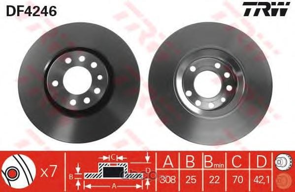 Диск тормозной передний OPEL ASTRA G,H/MERIVA/ZAFIRA// SAAB 9-5 TRW DF4246