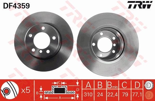 Диск тормозной передний BMW е60/61 TRW DF4359