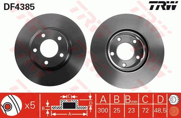 Диск тормозной передний MAZDA 3 2.0L TRW DF4385