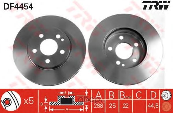 Диск тормозной передний MB B-CLASS (W245) 2.0L/2.0CDI /VENT.D=288MM TRW DF4454