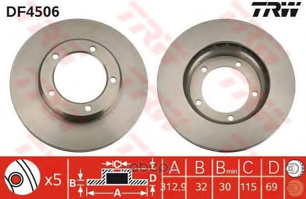 Диск тормозной передний TOYOTA LC100/LEXUS LX470 TRW DF4506