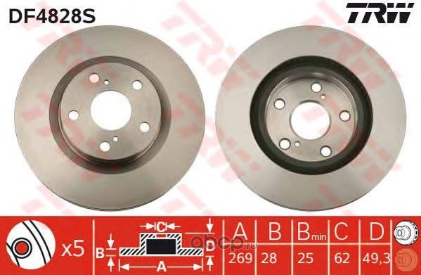 Диск тормозной передний TOYOTA CAMRY TRW DF4828S