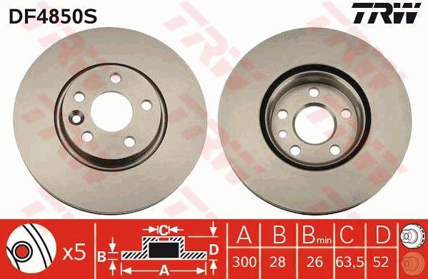 Диск тормозной передний FORD/VOLVO/LAND ROVER Freelander 2 TRW DF4850S