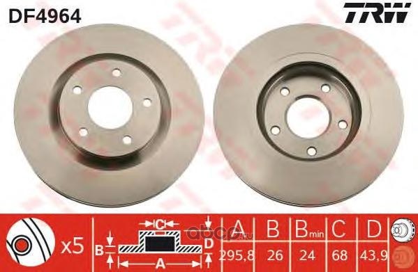 Диск тормозной передний NISSAN QASHQAI 06->/X-TRAIL 07-> TRW DF4964