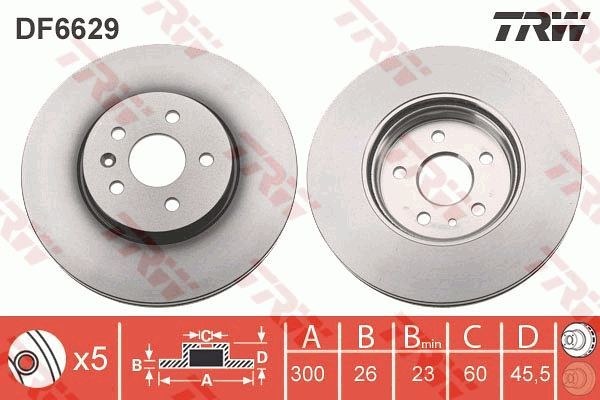 Диск тормозной передний OPEL MOKKA 2012-> /VENT D=300MM TRW DF6629