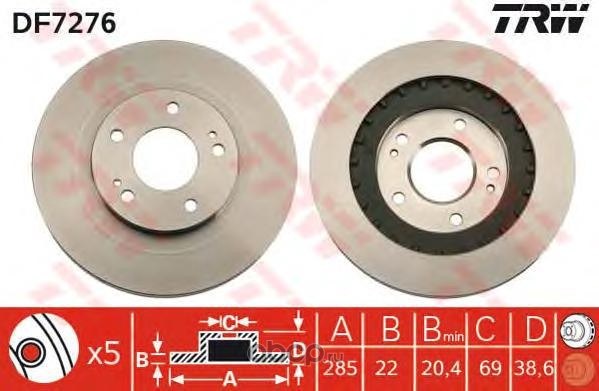 Диск тормозной передний MITSUBISHI PAJERO PININ 1.8/2.0 99-> TRW DF7276