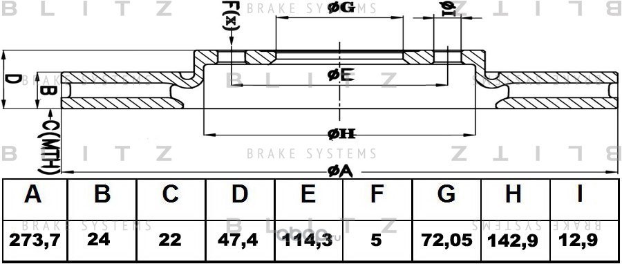Диск тормозной передний вентилируемый MAZDA 323/626/6/PREMACY 98-> BLITZ BS0171