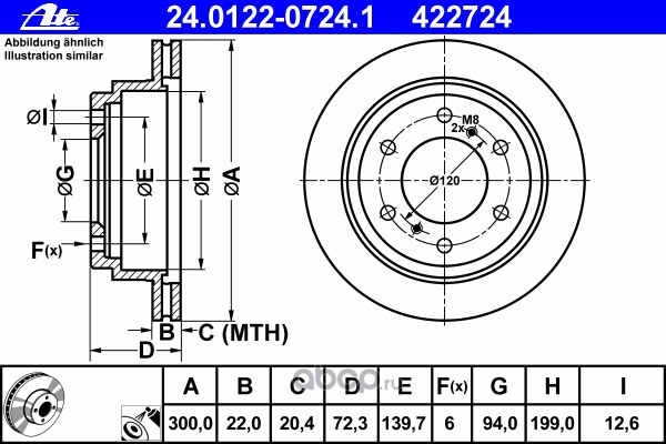 Диск тормозной задний MITSUBISHI Pajero /Vent D=300mm ATE 24.0122-0724.1