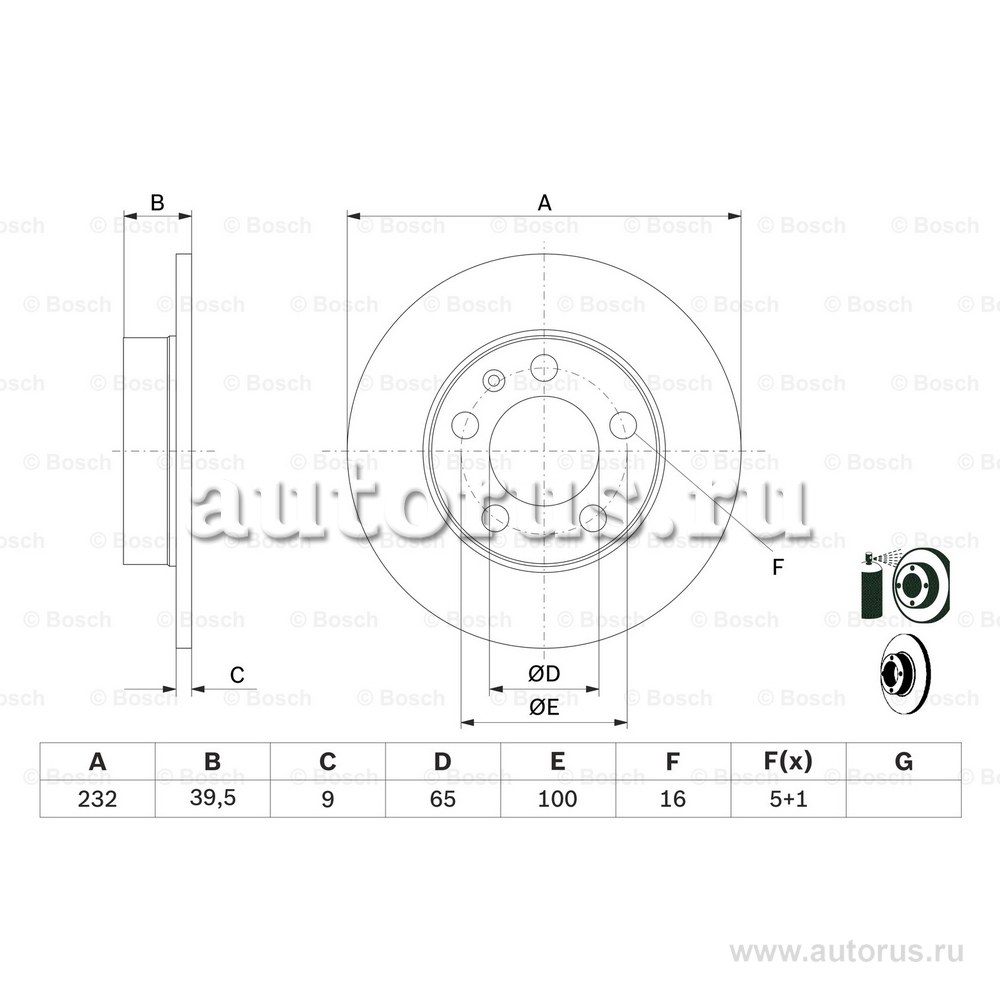 Диск тормозной задний BOSCH 0 986 478 868