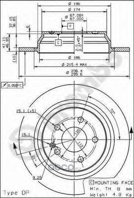 Диск тормозной задний BREMBO 08.8405.10