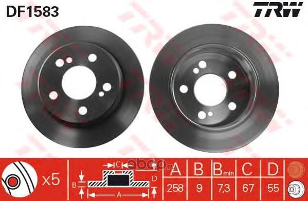 Диск тормозной задний MB W202 /D=258MM TRW DF1583