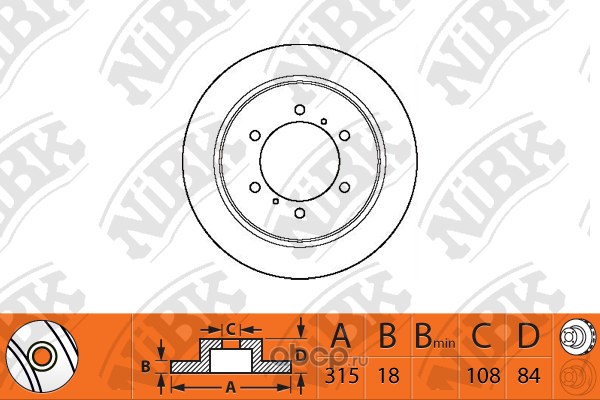 Диск тормозной задний MITSUBISHI PAJERO II /D=315MM NIBK RN1119