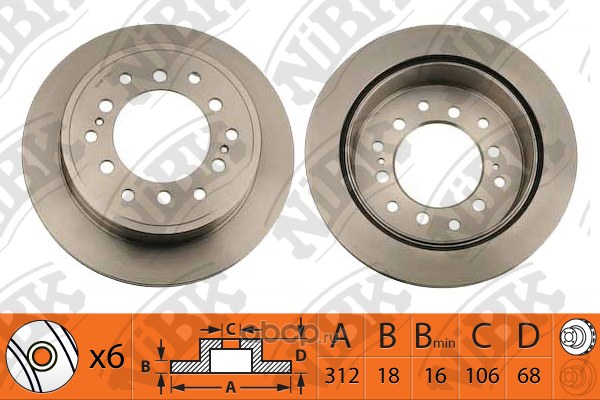 Диск тормозной задний TOYOTA LC PRADO J120 NIBK RN1216