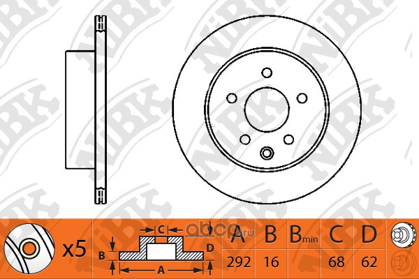 Диск тормозной задний NISSAN QASHQAI/X-TRAIL/RENAULT KOLEOS NIBK RN1234