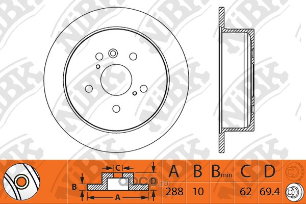 Диск тормозной задний LEXUS RX II 3.0/3.5L ALL 03-09 NIBK RN1255