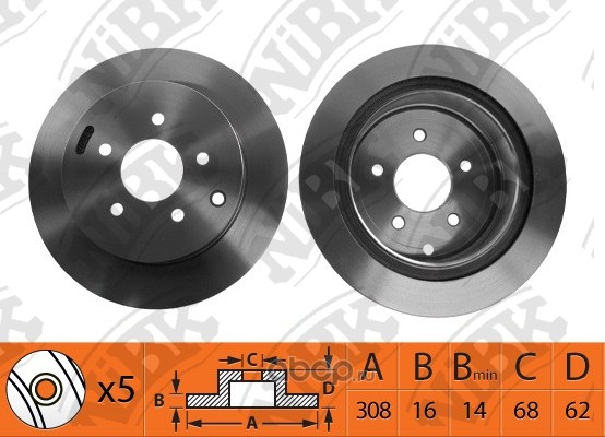 Диск тормозной задний INFINITI EX/M35/M45/G37/NISSAN 350Z /D=308MM NIBK RN22001