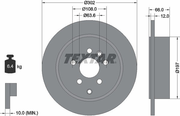 Диск тормозной задний с покрытием PRO LAND ROVER TEXTAR 92162703