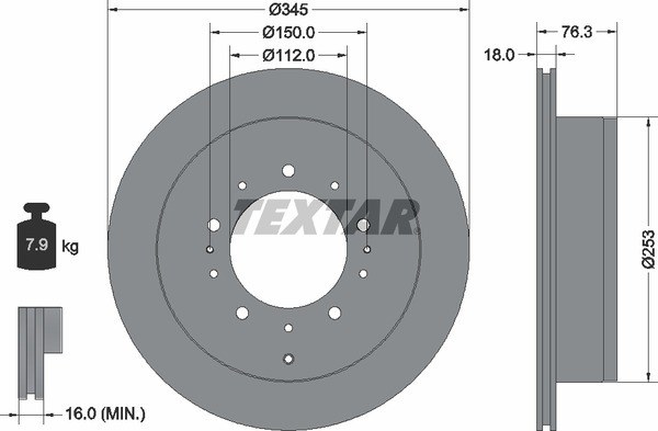 Диск тормозной задний с покрытием PRO LEXUS/TOYOTA TEXTAR 92198503