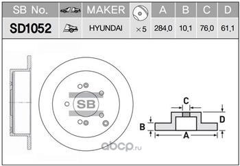 Диск тормозной задний HYUNDAI SONATA/TUCSON KIA MAGENTIS/SPORTAGE SANGSIN BRAKE SD1052