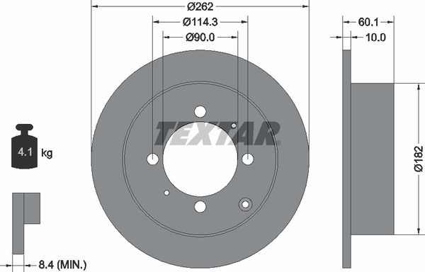 Диск тормозной задний MITSUBISHI GALANT 92-04/LANCER 00-13 / HYUNDAI/KIA TEXTAR 92104000