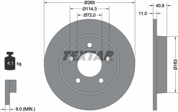 Диск тормозной задний стандартный MAZDA/MAZDA (CHANGAN) TEXTAR 92130500