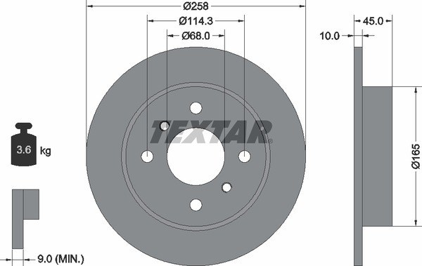 Диск тормозной задний стандартный NISSAN TEXTAR 92056400