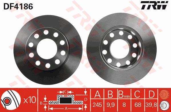 Диск тормозной задний AD VW TRW DF4186