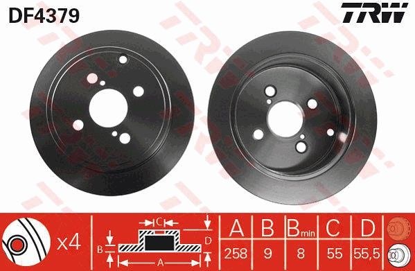 Диск тормозной задний TOYOTA COROLLA TRW DF4379
