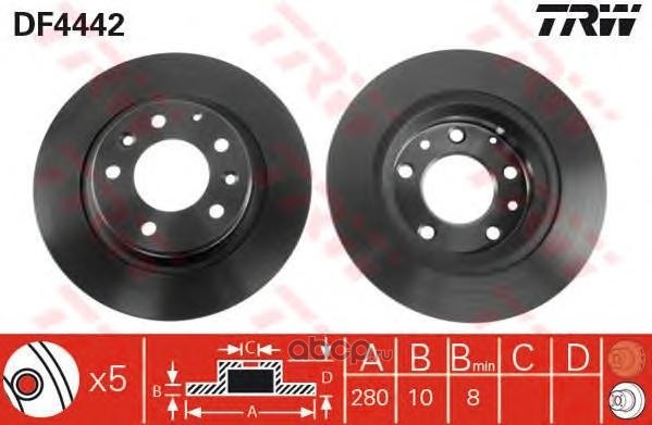 Диск тормозной задний MAZDA 6 TRW DF4442
