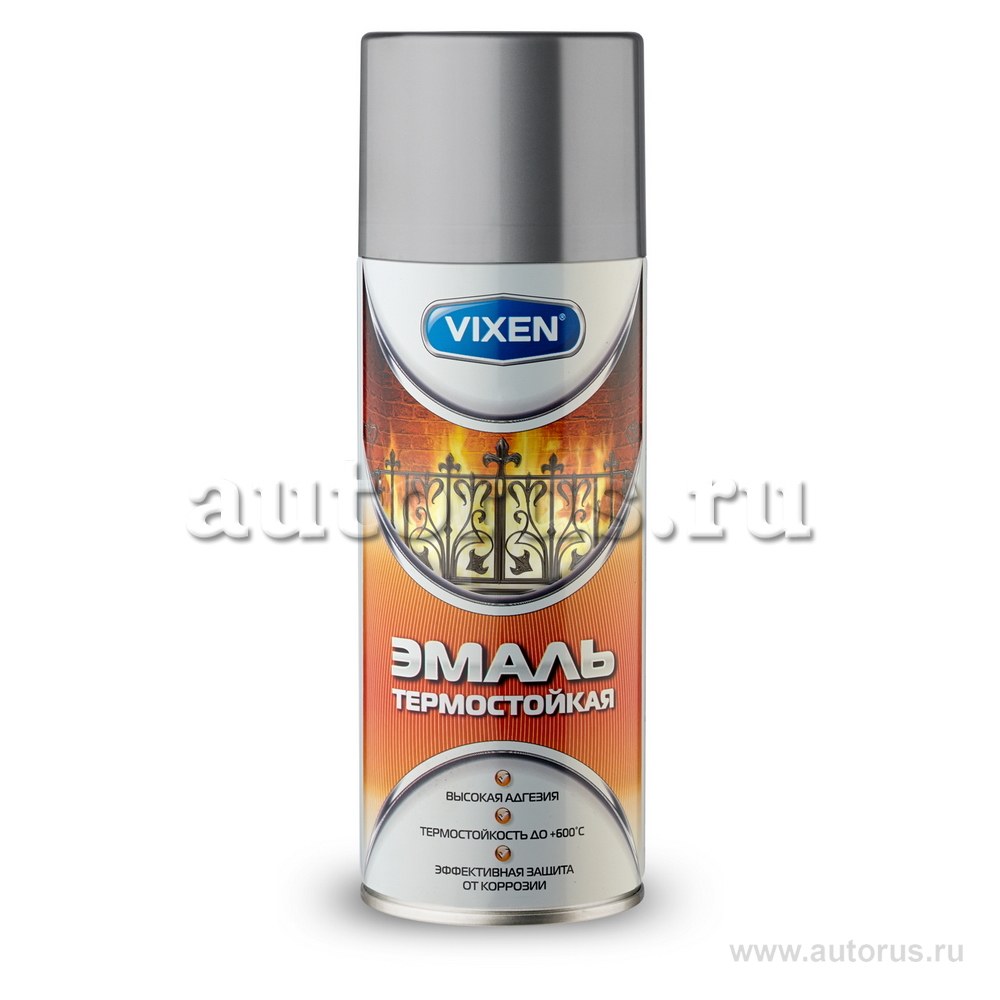 Эмаль термостойкая, серебристая, аэрозоль 520 мл VIXEN VX53000