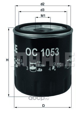 Фильтр масляный KNECHT/MAHLE OC1053