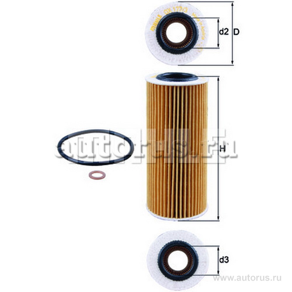 Фильтр масляный KNECHT/MAHLE OX177/3D