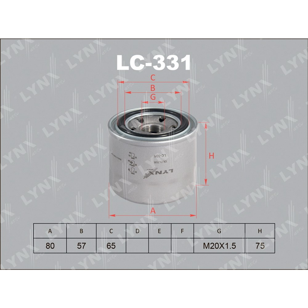 Фильтр масляный HYUNDAI KIA MAZDA OPEL LYNXauto LC-331